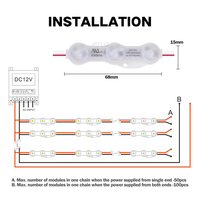 3 modules Led extérieurs 170 degrés 1.5W,IP67,6815 SMD 2835 ont mené le module 12V