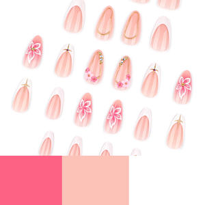 <span class=keywords><strong>Faux</strong></span> <span class=keywords><strong>ongles</strong></span> de luxe 3D à presser, courts, forme amande, French manucure, réutilisables, roses et blancs, pour salon de beauté, vente en gros - Product Image 4