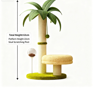 Tour interactive pour chat avec hamac et balle jouet, motif végétal, en sisal durable, pour usage intérieur. - Product Image 4