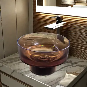 Прозрачная раковина для ванной комнаты с колонной