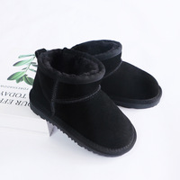 Bottes de neige courtes classiques pour enfants, modèle parent-enfant, en fausse fourrure de mouton véritable, chaudes, épaisses et antidérapantes pour garçons et filles