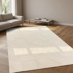 Tapis de sol rond épais antidérapant en jonc tressé abstrait moderne fait main, tapis de table basse écologique pour salon - Product Image 3