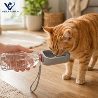 Bouteille d'eau portable pour chien et chat avec bol, distributeur d'eau pour animaux de compagnie en plastique pour les voyages en plein air