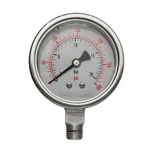 Pengukur tekanan minyak gas hidrogen bahan bakar 63mm, pengukur tekanan udara minyak hidrolik penggunaan medis tipe mpa, pengukur tekanan bahan bakar manometer