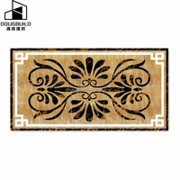 Vente chaude Style Arabe Rectangle Fleur Motif Jet D'eau Médaillons De Sol En Marbre Surface Polie pour Sol De Villa
