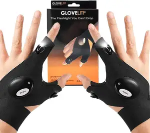 1 Pair LED flashlight Gloves Stocking Stuffers for Adults Christmas Gifts for Men Cool Gadget Tools for Camping Fishing