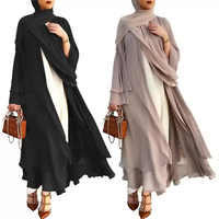 Muslim Long Sleeve Flowy Maxi Cardigan, Open Front Kimono