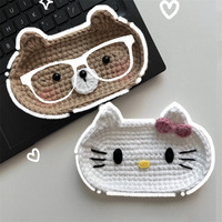 Nouvelle arrivée vente chaude jouets positifs crochetés à la main petit animal lunettes panier de rangement ornements décoratifs de bureau