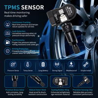 Système de surveillance de pression des pneus (TPMS) universel AUTEL 2-en-1 433 MHz 315 MHz, capteur de pression des pneus MX à valve métallique noire, programmable à l'échelle mondiale pour toutes les voitures