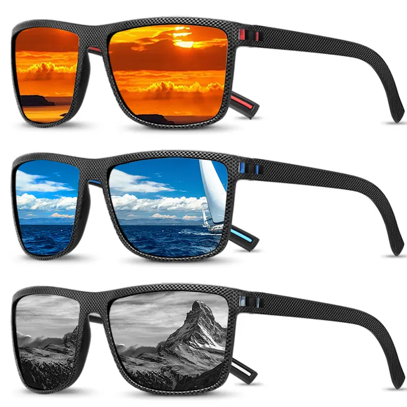 Trending custom logo lightweight uv protection driving fishing polarized sun glasses square sunglasses men