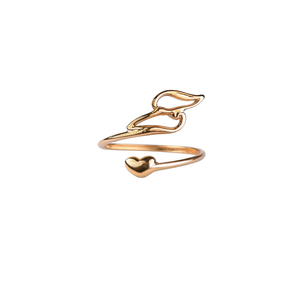 Fashion <b>Rings</b> PVD Gold Plated 316L Stainless Steel Heart Design Adjustable Wrap <b>Ring</b> - Product Image 2