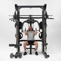 Système de musculation compact tout-en-un Smith Machine Power Rack pour la maison, station de fitness multifonction réglable