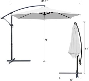 10ft En Porte-à-faux <span class=keywords><strong>parasol</strong></span> avec manivelle mécanisme et <span class=keywords><strong>housse</strong></span> de <span class=keywords><strong>protection</strong></span>, <span class=keywords><strong>protection</strong></span> solaire <span class=keywords><strong>protection</strong></span> UV, - Product Image 2