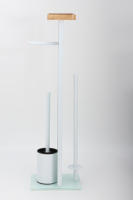 Porte-papier hygiénique moderne autoportant en métal et en verre Ensemble de brosses Forme carrée Plancher pour Bureau Hôtel