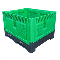 Grande boîte à palette en plastique pliable, empilable, étanche, de qualité alimentaire, écologique, à 4 entrées, pour fruits et légumes