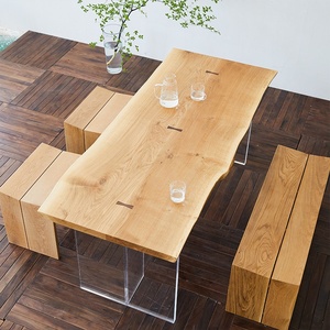 Mesa de Comedor de Madera Maciza de Roble Blanco Francés, Estilo Nórdico y Wabi-Sabi, Muebles para el Hogar Personalizables - Product Image 3