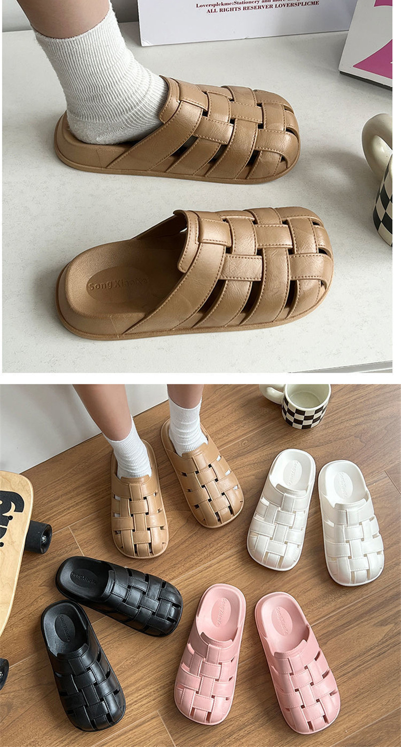 Fashion Solid Color Outdoor Beach Slippers Women Slides Summer Thick Sole Shoes