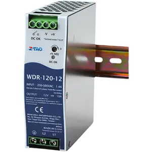 WDR-120-24 berarti baik dengan fungsi PFC DIN Rail Series 24V 5Amp Power Supply ac ke dc switch power supply dengan led driver 24vdc