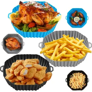 Airfryer de silicona con forma ctagonal, freidora de aire con revestimiento de silicona, olla de silicona de 8 pulgadas para Ninjas - Product Image 2