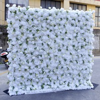 Dekorasi Dinding Latar Belakang Pesta Pernikahan Bunga Buatan Putih Kustom, Dinding Latar Belakang Mawar dan Peony Palsu untuk Dekorasi Pesta