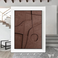 Affiche Murale Nordique Géométrique Effet Relief 3D Minimalisme Moderne Ligne Abstraite, Peinture à l'Huile Peinte à la Main Effet Mural pour Salon
