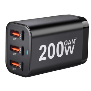 Station de charge de bureau GaN 200W à charge ultra-rapide, <span class=keywords><strong>adaptateur</strong></span> rapide QC3.0 avec indicateur LED pour ordinateur portable, téléphone portable, tablette - Product Image 2