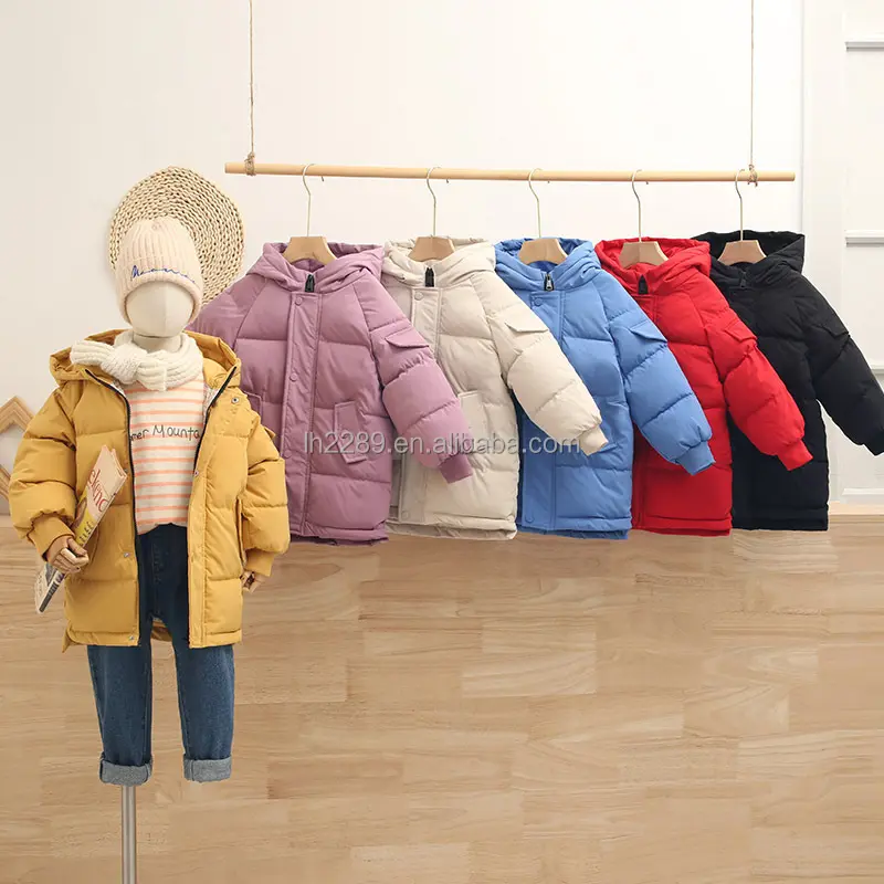 2023 çocuk giyim çocuk aşağı erkek ve kız orta uzun kış ceket bebek kalınlaşmış sıcak pamuk-yastıklı ceket tuval