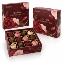 Boîte cadeau personnalisée pour truffes à la rose de la Saint-Valentin, couvercle et base en papier couché imprimé CMYK, emballage pour chocolat et bonbons
