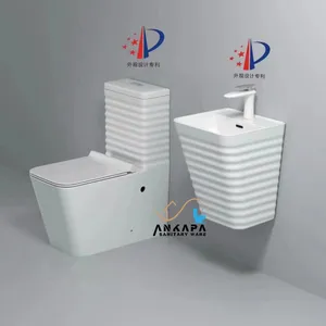 Hochwertiges Bad-Set S-Falle P-Falle Waschwasserablauf Einteiliges Toilettenset und wandhängendes Waschbecken-Set