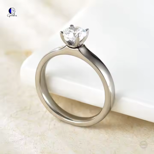 Gentdes Jewelry Wholesale Custom Silver With Moissanite Stone Women Titanium <span class=keywords><strong>Ring</strong></span> High Poli Titanium <span class=keywords><strong>Wedding</strong></span> Engagement Band - Product Image 2