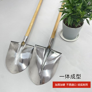 พลั่วปลายแหลมเหล็กกล้าไร้สนิมสีขาวสำหรับงานเกษตรกรรม ใช้ในนาข้าว  หนา ทนทาน ไม่ติดดิน ใช้ขุดดิน ทำสวน - Product Image 3