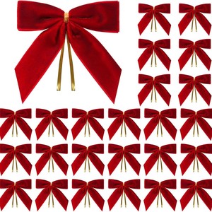 Decoraciones Navideñas con Lazo de Terciopelo Rojo para Árbol de Navidad, Adornos Festivos Ideales para Decoración Navideña y Regalos - Product Image 1