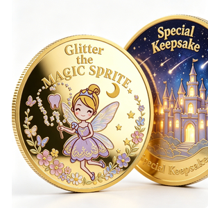Custom UV Animal Glitter Magic Sprite Tooth Fairy 3D Painted Enamel Commemorative Challenge Coin Dual-Sided Kids Keepsake Coin - Product Image 5