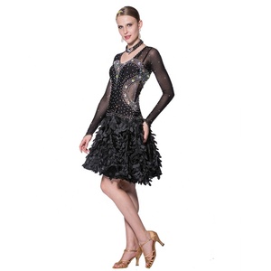 L-13376 Nuevo Vestido de Baile Latino con Pedrería y Gran Cola, Traje de Actuación, Vestido de Competición de Baile en <span class=keywords><strong>Venta</strong></span> - Product Image 5