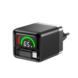 Cargador GaN USB C PD con cable retráctil tipo C, salida de potencia de 25W-65W, adaptadores de carga rápida, pantalla digital LED inteligente, cargador GaN. - Product Image 5