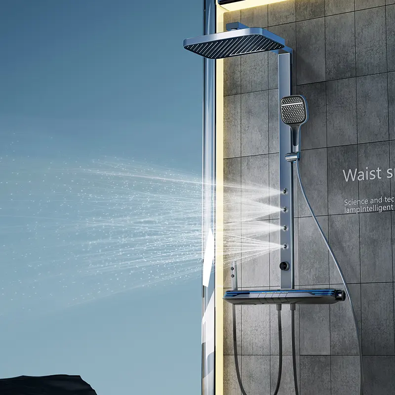 新デザインバスルームシャワーウエストスプレー恒温機能59オール銅シャワーセット