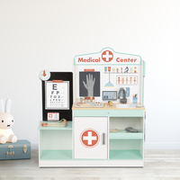 Juego de Centro Médico de Juguete Pequeño Doctor Caja Médica Escena de Juego de Rol Juguete Simulado de Madera Juguete Grande para Niños