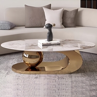 Table basse ovale nordique de luxe moderne pour salon, grande taille, design boule de thé, mobilier de maison en métal