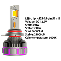 Ampoule de phare de voiture LED X6 360W à succès, 6000K 36000LM 9005/6 H1 H7 H11, faisceau bas et haut, ventilateur haute vitesse, Plug and Play