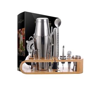 Ensemble de shaker à <span class=keywords><strong>mojito</strong></span> en acier inoxydable 04 avec support en bambou pour boisson mixte, ensemble de shaker à <span class=keywords><strong>cocktail</strong></span> en bois, <span class=keywords><strong>kit</strong></span> d'outils de bar en acier inoxydable - Product Image 4