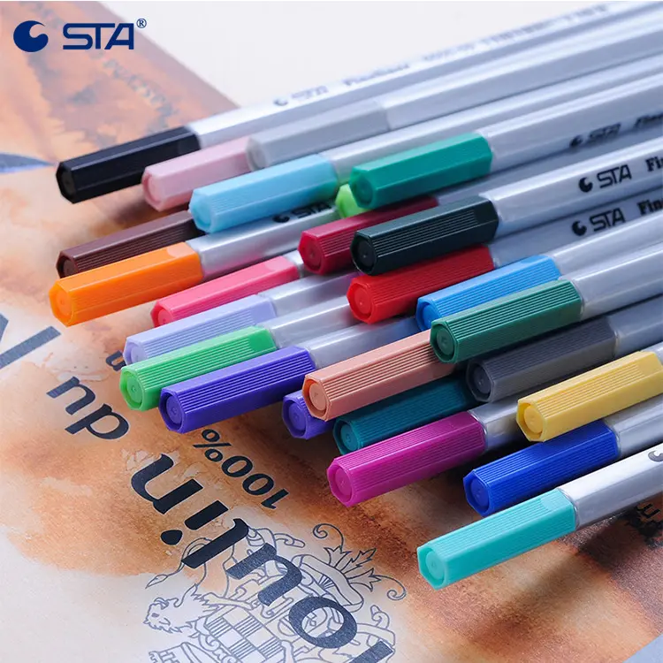 STA 26 Colors Fineliner Pen 0.4mm Micron Needle Tip Colored Pigma Ink Pen for Students Supplies