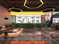 Café-bar de luxe sur mesure Réception Design LED de haute qualité pour salons de beauté Hôtels Écoles Gymnases-Style moderne durable