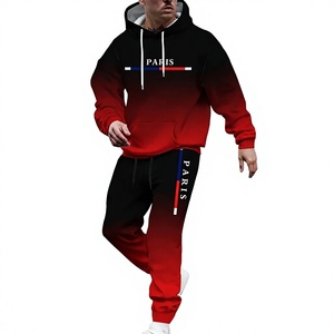 Ensemble de survêtement unisexe à capuche avec imprimé dégradé bleu effet gouttelettes, manches longues et pantalon à cordon, style streetwear, coupe adulte pour l'automne - Product Image 6