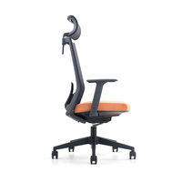 Chaise de bureau pivotante ergonomique moderne en maille orange avec dossier haut et hauteur réglable pour cadre