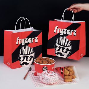 Sacs en papier kraft personnalisés, résistants à la graisse, à fond carré, écologiques, biodégradables, pour la vente à emporter de poulet frit, de hamburgers - Product Image 5