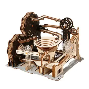 Mechanical Track Ball Craft Wood Gift Jigsaw 3d DIY Handmade Assembled 3d Wooden Marble Town