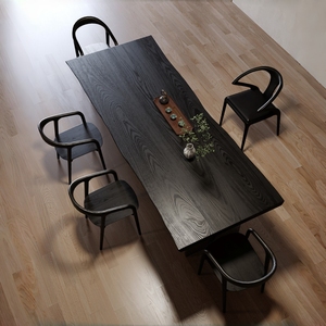 Grand ensemble de chaises de table à manger en bois massif design simple avec grande <span class=keywords><strong>planche</strong></span> simple et table à thé en acrylique pour le salon - Product Image 1