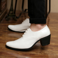 Mocassins en PU pour hommes à lacets, bout pointu, respirants, rehaussants, souples, antidérapants, chaussures habillées pour le bureau et la carrière