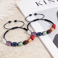 Bracelet unisexe tressé à la main en pierres naturelles colorées, ajustable, tendance transfrontalière Europe-États-Unis