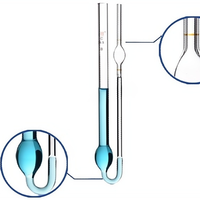 Viscosímetro de vidrio Ex-Lab 1831 W.Ostwald, tubo capilar de bola única, 0.7mm/0.5mm/0.4mm, 0.5ML, 230mm de longitud
